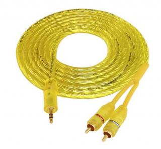Kabel JACK 3,5mm - 2xRCA CHINCH  AUX  żółty (5m)