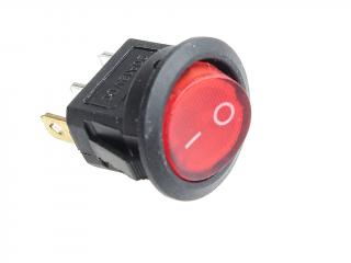 Przełącznik kołyskowy SMRS101  podświetlenie czerwone 12V  d20mm