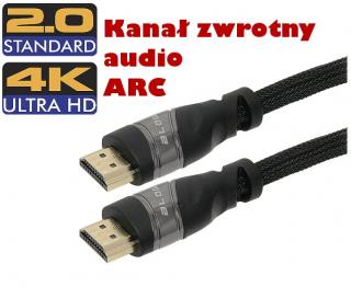 Przyłącze kabel HDMI-HDMI PREMIUM BLACK   ARC  (3m)