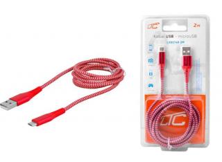Przyłącze kabel microUSB - USB HQ czerwony (2m)