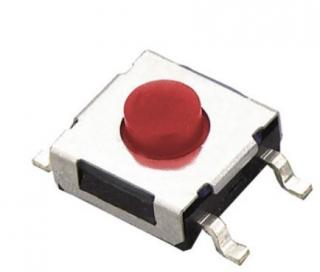 Tact Switch 6x6 mm h=4,3mm czerwony niski  (10szt) SMD