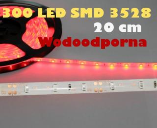 Taśma LED 3528 -300 czerwona Wodoodporna  (20cm)