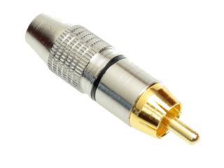 Wtyk RCA CHINCH -złoty metal czarne 6mm