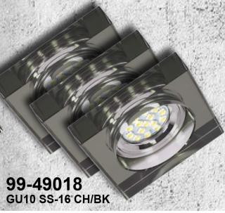 Candellux SS-16 CH/BK oprawa do wbudowania zestaw trzech opraw 3X3W GU10 LED z żarówką LED chrom kwadratowa szkło czarne 9cm WM