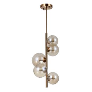 Italux Canello PND-406007-V5-HBR lampa wisząca nowoczesna miodowy mosiądz stal klosz szkło bursztynowe kule 75,5 cm 5x5W G9 WM