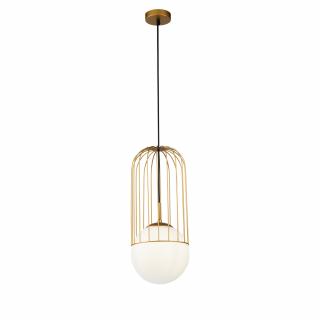 Maytoni Telford P363PL-01G lampa wisząca metalowa ramka złota klosz matowe szkło 1xE27 40W 20cm WM