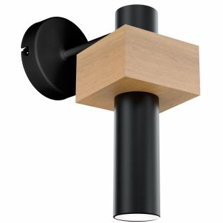 Milagro WEST BLACK MLP5508 kinkiet lampa ścienna czarna podłużny klosz w kształcie walca metal drewno 1xGU10 11cm WM