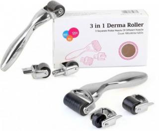 3x Derma Roller Ciało Twarz Oczy Dermaroller 3w1 Tytan Srebrny