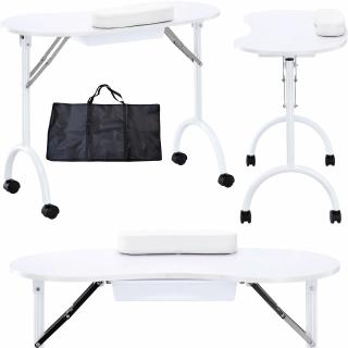 Biurko składany stolik kosmetyczny do manicure mobilny biały CB-9001