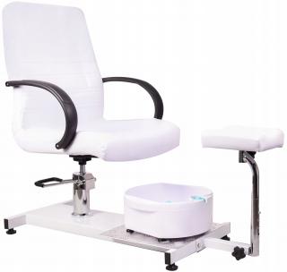 Fotel kosmetyczny do pedicure Eryk z masażerem stóp do salonu spa biały produkt złożony