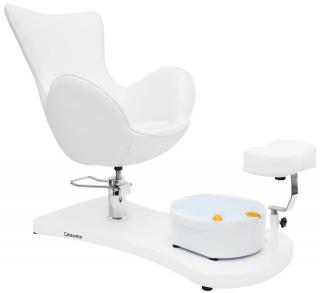 Fotel kosmetyczny do pedicure Jojo z brodzikiem do moczenia stóp do salonu spa biały