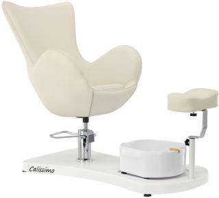 Fotel kosmetyczny do pedicure Jojo z brodzikiem do moczenia stóp do salonu spa kremowy