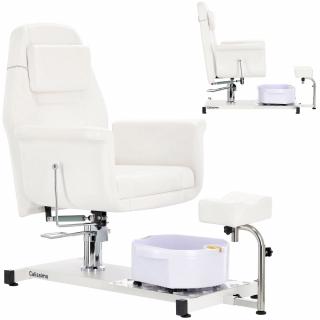 Fotel kosmetyczny do pedicure Luca z masażerem stóp do salonu spa biały produkt złożony
