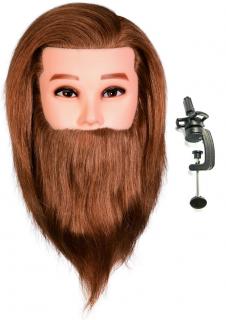 Główka głowa fryzjerska męska James brown treningowa z brodą 40cm włos naturalny uchwyt