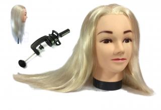Główka treningowa Aneta 55 cm blond, włos syntetyczny + uchwyt, fryzjerska do czesania, głowa do ćwiczeń