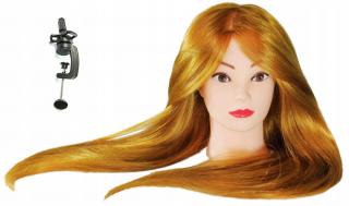 Główka treningowa Blanka 70 cm blond, włos mieszany 60% + uchwyt, fryzjerska do czesania, głowa do ćwiczeń