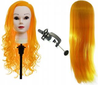 Główka treningowa Neoni 70 cm blond, włos termiczny + akcesoria + uchwyt, fryzjerska do czesania, głowa do ćwiczeń