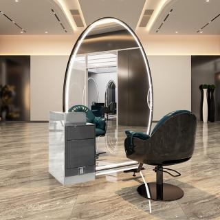 Konsola konsoleta fryzjerska barberska kosmetyczna lustro rama aluminiowa LED 220x150 PRO produkt złożony