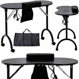 Składany stolik kosmetyczny do manicure z pochłaniaczem mobilny czarny CB-9001A-BLACK