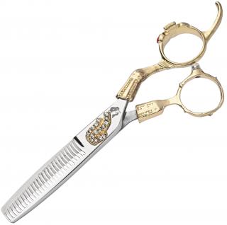 WOLF Degażówki nożyczki praworęczne 5,5 Gold stone offset fryzjerskie do strzyżenia włosów do salonu linia Professional