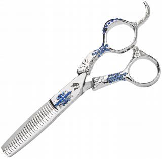 WOLF Degażówki nożyczki praworęczne 5,5 Sapphire offset fryzjerskie do strzyżenia włosów do salonu linia Professional