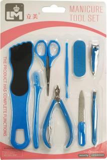 Zestaw akcesoria manicure separator nożyczki tarka niebieski