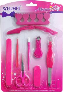 Zestaw akcesoria manicure trymer nożyczki pilnik pęseta cążki różowy