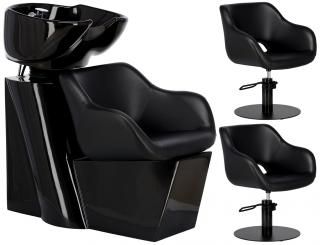 Zestaw Retro myjnia fryzjerska i 2 x fotel fryzjerski hydrauliczny obrotowy do salonu fryzjerskiego myjka ruchoma misa ceramiczna armatura bateria...