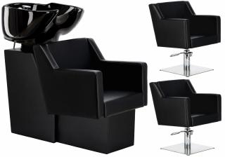 Zestaw Tina myjnia fryzjerska i 2 x fotel fryzjerski hydrauliczny obrotowy do salonu fryzjerskiego myjka ruchoma misa ceramiczna armatura bateria...