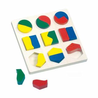 Drewniane puzzle geometryczne - kształty i kolory