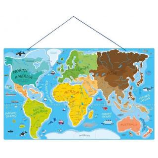 Magnetyczna mapa świata,tablica edukacyjna 2w1, 4+