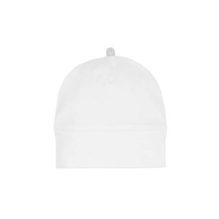 Marija - biała uniwersalna czapeczka dla noworodka