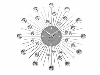 Zegar ścienny SUNBURST CRYSTAL srebrny 30 cm