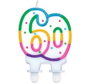 Świeczka urodzinowa Kolorowa cyferka "60"
