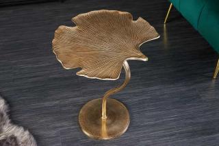 Dekoracyjny stolik boczny LIŚĆ GINKGO 55cm złoty