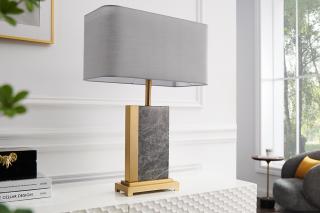 Designerska lampa stołowa ELEGANCIA 65cm szary abażur podstawa marmurowa