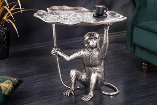 Designerski stolik boczny WILDLIFE MONKEY 60cm srebrny