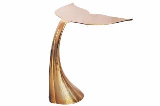 Designerski stolik kawowy WILDLIFE płetwa wieloryba 70cm złoty