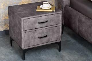 Designerski stolik nocny BOUTIQUE 50cm ciemnoszary aksamit