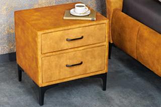Designerski stolik nocny BOUTIQUE 50cm musztardowy aksamit