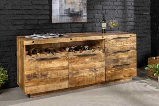 Komoda IRON CRAFT 175 drewno mango ze stojakiem na wino