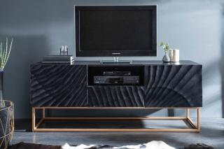Komoda RTV SCORPION 160cm czarna drewno mango OUTLET