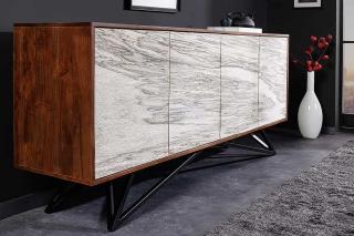 Komoda z drewna akacjowego MOUNTAIN SOUL 175 cm fornir z kamienia