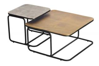 Komplet 2 stolików kawowych ABSTRAKT 60cm złoty srebrny