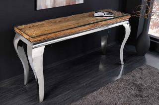 Konsola toaletka MODERN BAROQUE 140cm chrom drewno teak