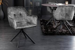 Krzesło LOFT obrotowe ciemnoszary aksamit