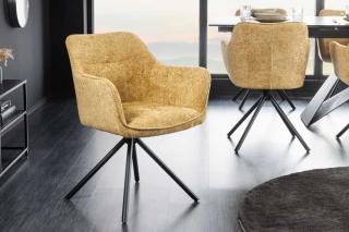 Krzesło obrotowe VERONA z tkaniny strukturalnej w kolorze musztardowym