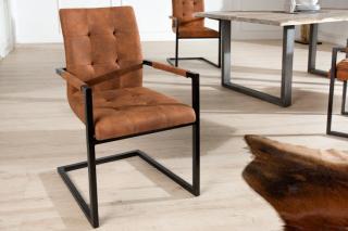 Krzesło OXFORD w stylu industrialnym brązowe rama czarna