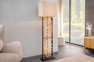 Lampa stojąca EUPHORIA 165 cm drewno longan beżowy klosz