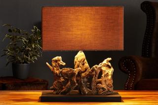 Lampa stołowa ARAGON 50cm brązowy lniany klosz 